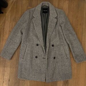 Grey Herringbone Madewell Wool Coat